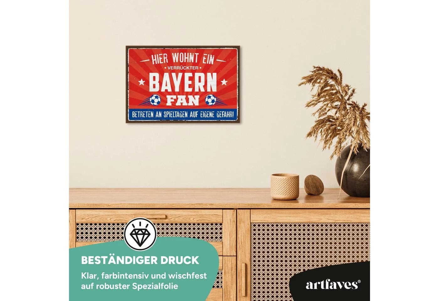 ARTFAVES Holzbild Schild Bayern Fan Spruch Wanddeko MDF - Bild 3