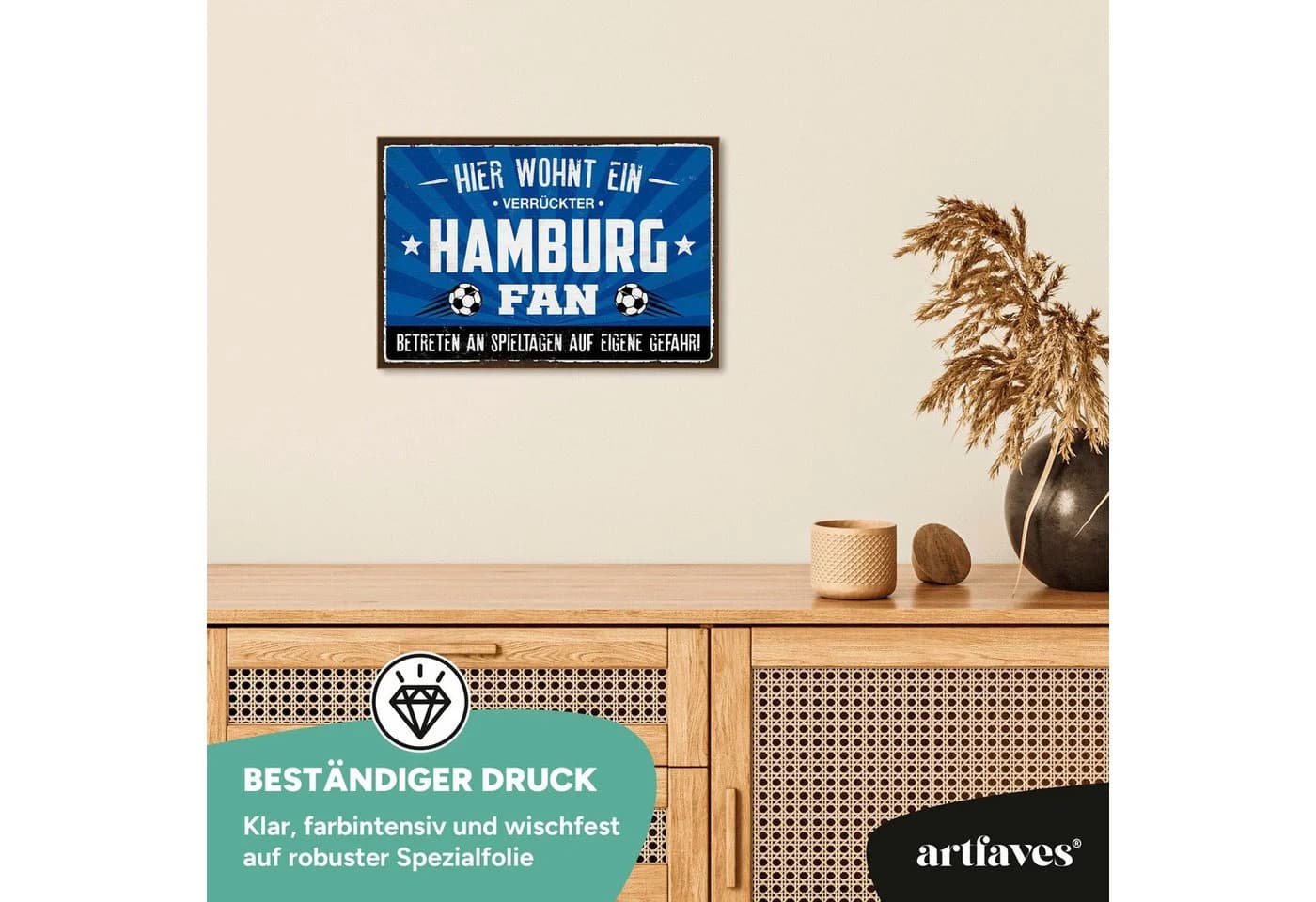 ARTFAVES Holzbild Verrückter HAMBURG Fan Spruch Wanddeko - Bild 3