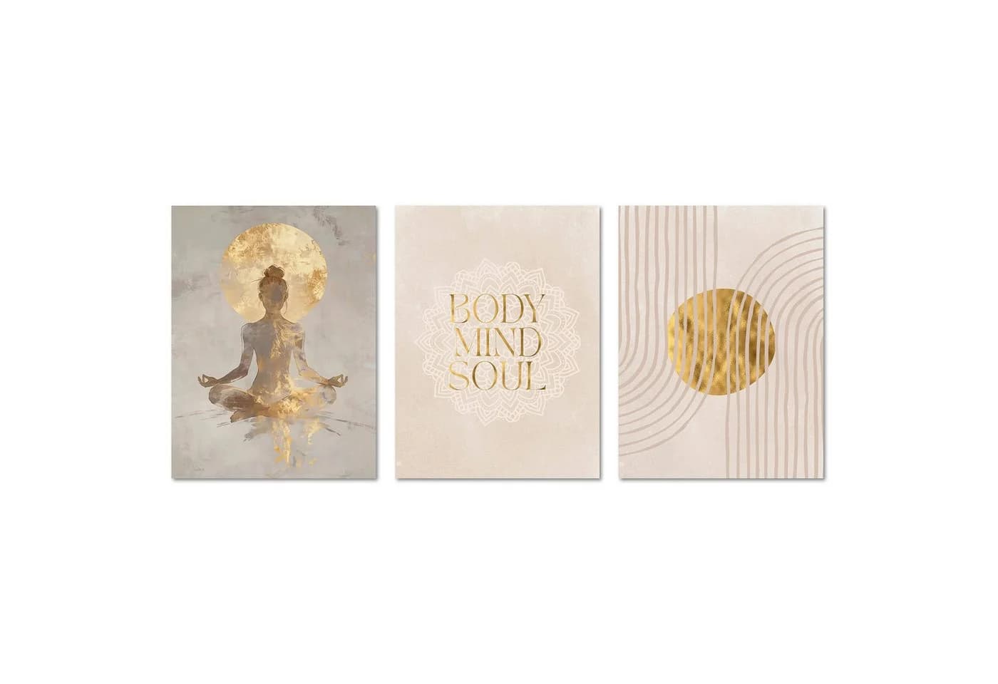 ARTFAVES Poster Set Yoga Spirit Trio 3-teilig Gold Beige - Bild 2