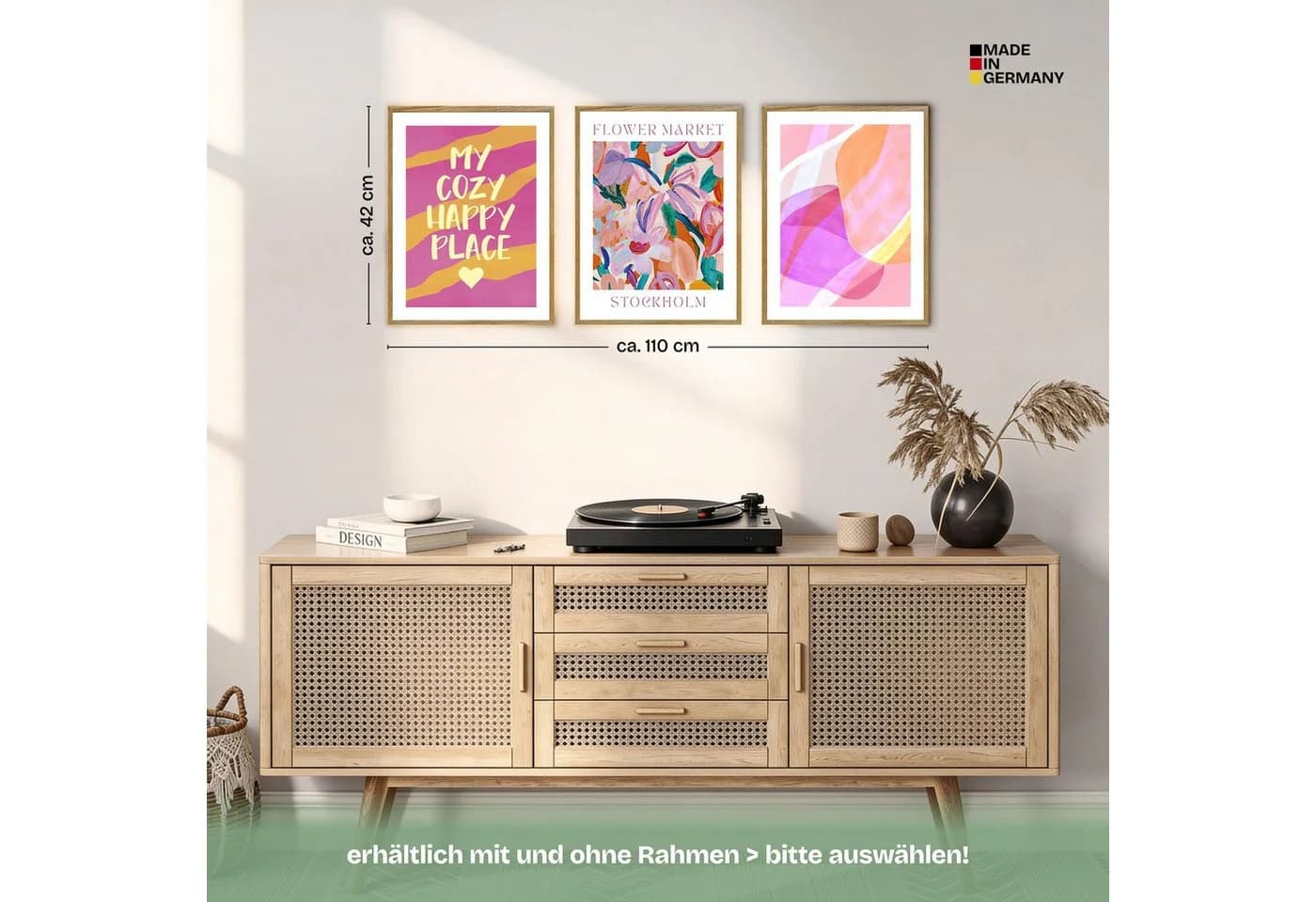 ARTFAVES Poster Set Abstract Dopamine Art Trio 3-tlg. Bunt Rosa Orange Modern - Bild 4