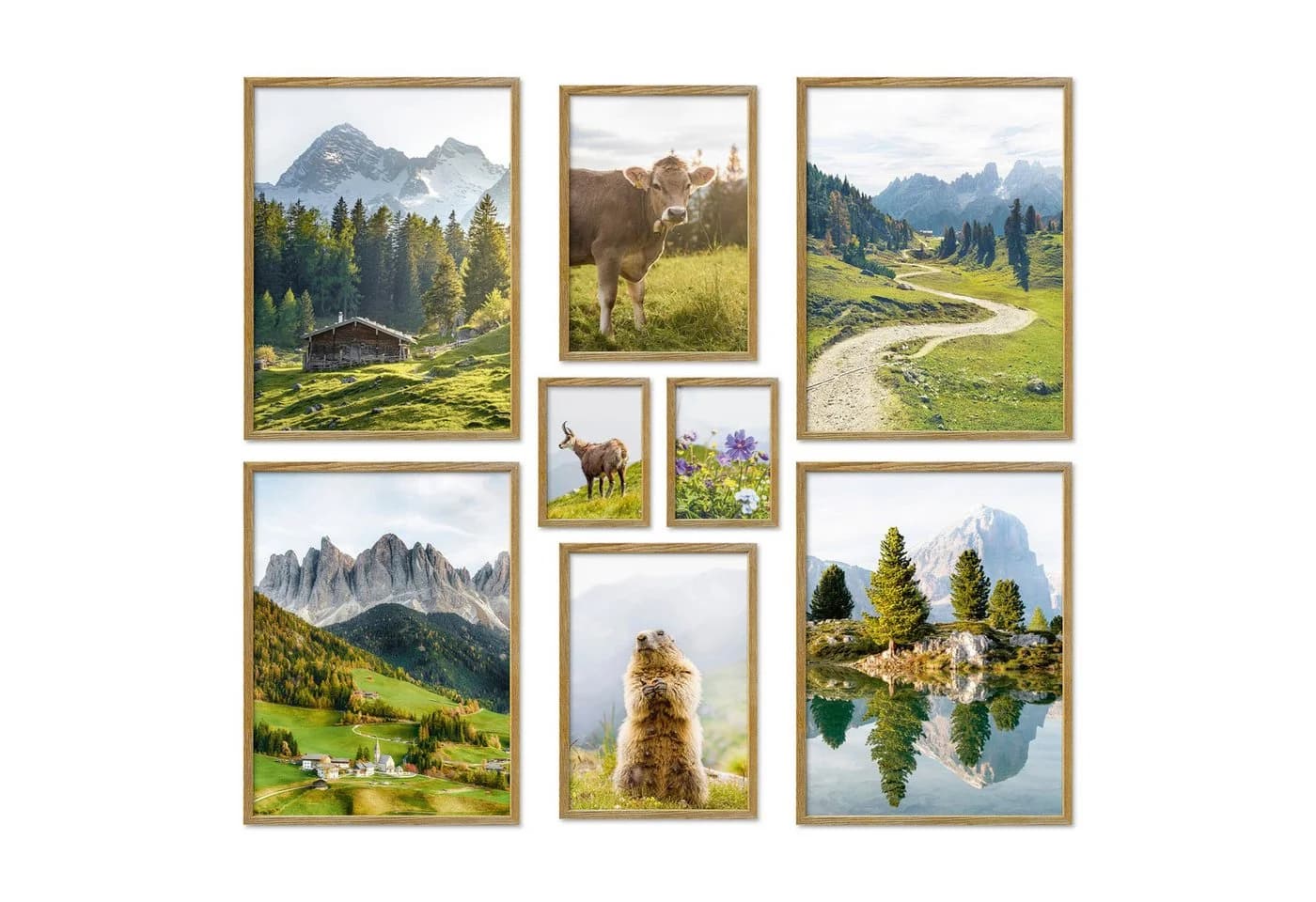 ARTFAVES Bilder-Collage Poster Set In den Bergen 8-tlg. Wandbilder Berge Modern