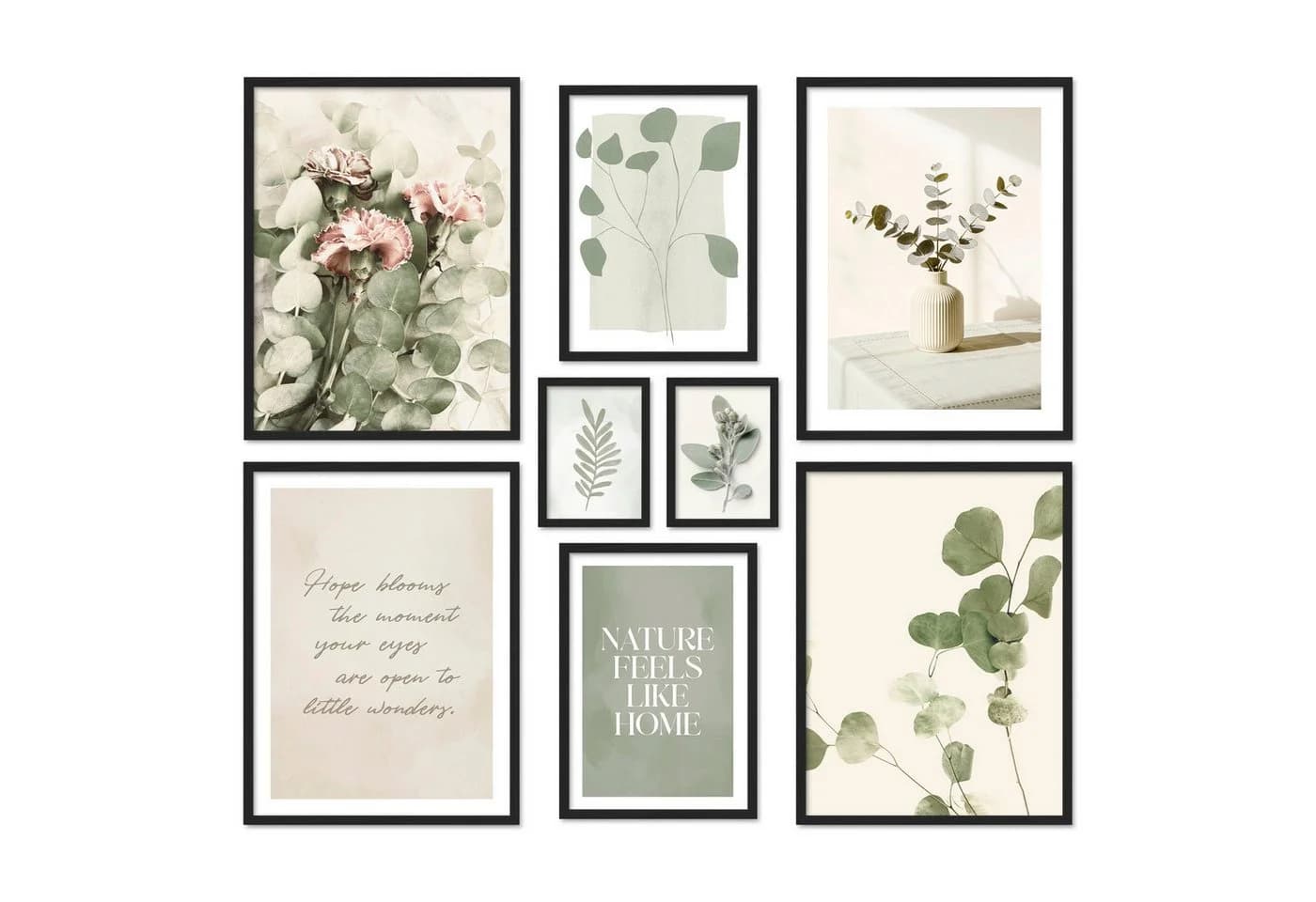 ARTFAVES Bilder-Collage Poster Set Eucalyptus 8-teilig Modern Grün/Beige - Bild 2