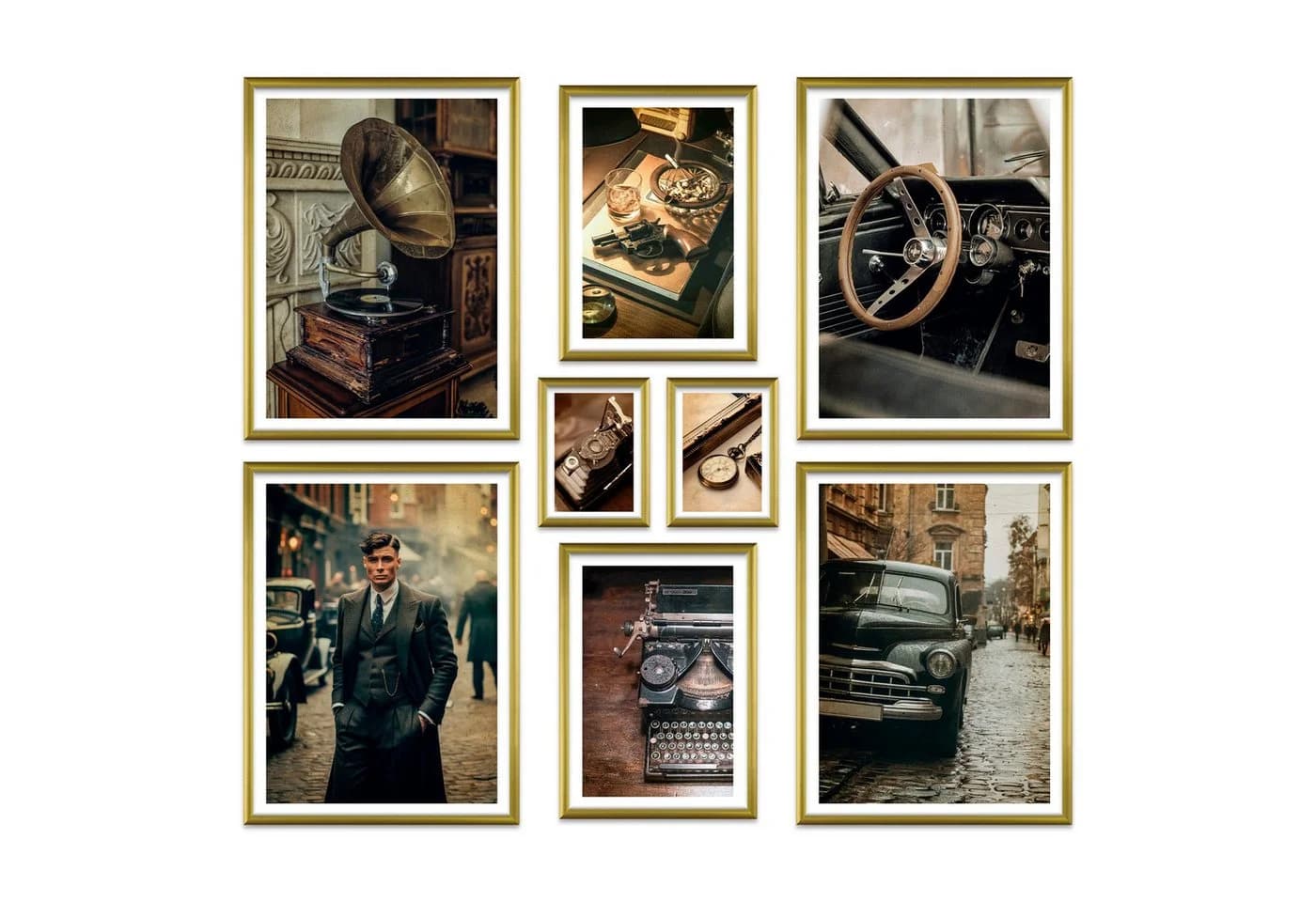 ARTFAVES Bilder-Collage Poster Set Vintage London 8-teilig Schwarz/Braun