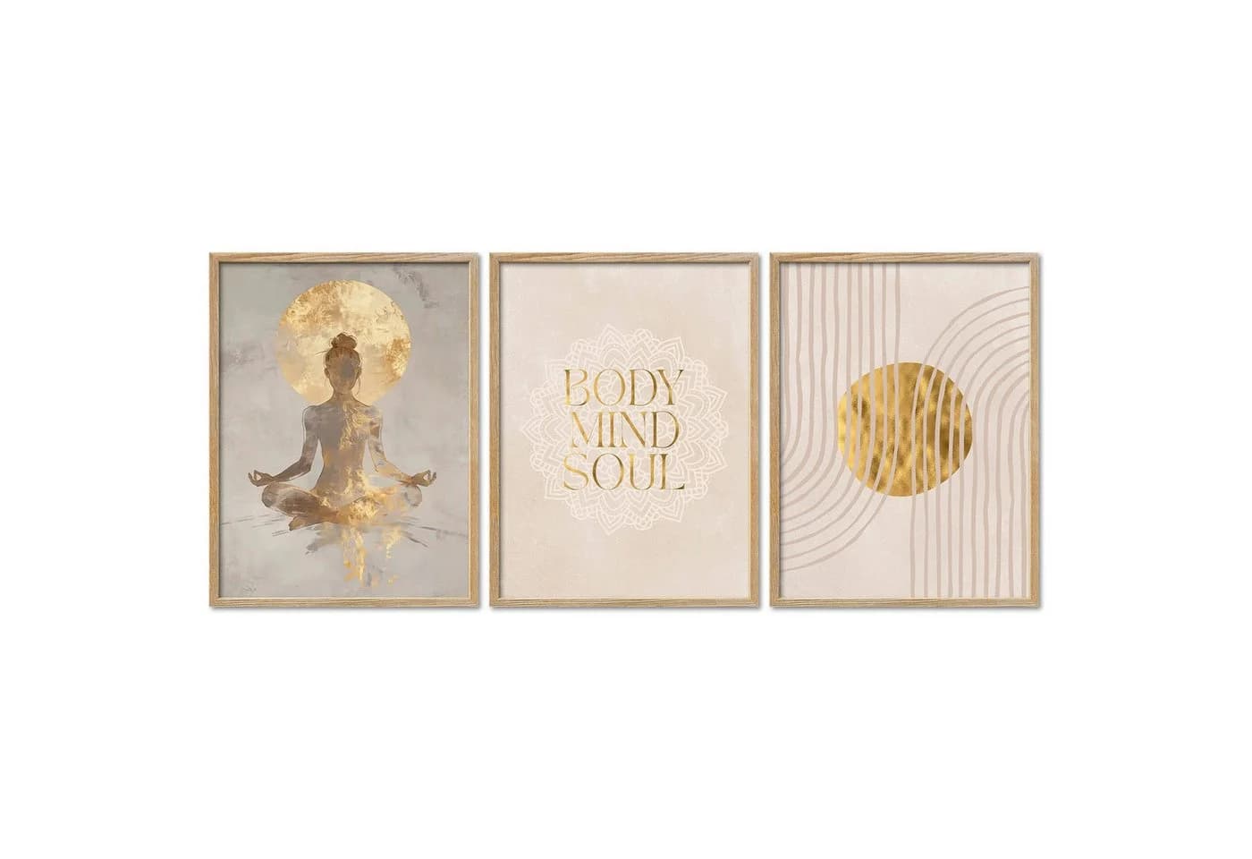ARTFAVES Poster Set Yoga Spirit Trio 3-teilig Gold Beige - Bild 2