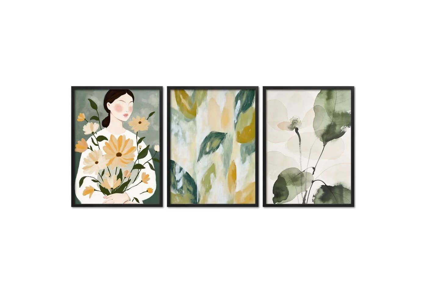 ARTFAVES Wandbilder Set 3-tlg. Abstract Green Elegance Poster - Bild 2