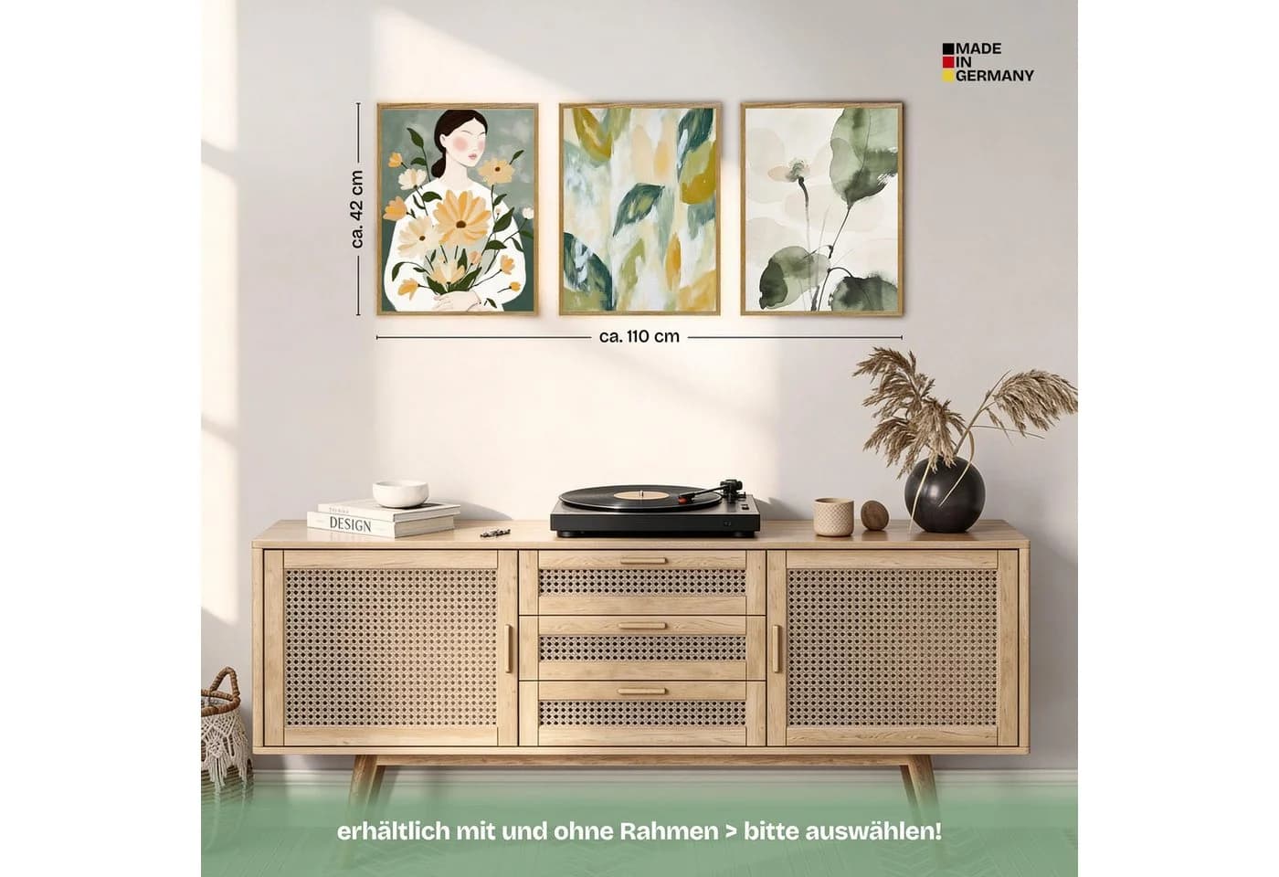 ARTFAVES Wandbilder Set 3-tlg. Abstract Green Elegance Poster - Bild 4