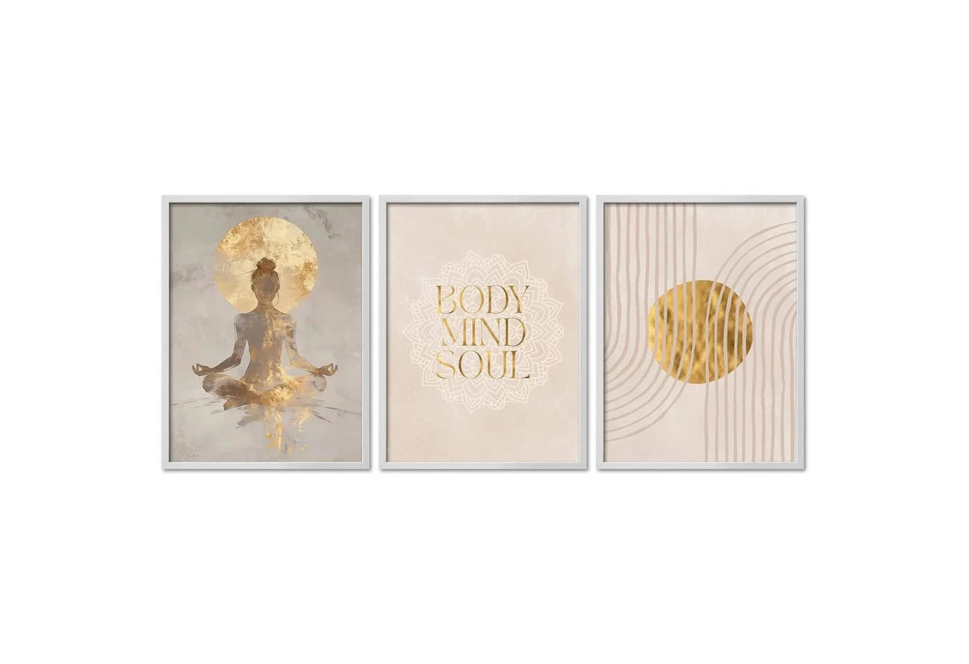 ARTFAVES Poster Set Yoga Spirit Trio 3-teilig Gold Beige Modern - Bild 2