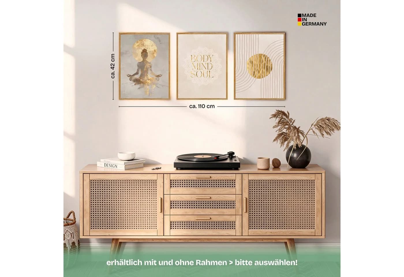 ARTFAVES Poster Set Yoga Spirit Trio 3-teilig Gold Beige Modern - Bild 5