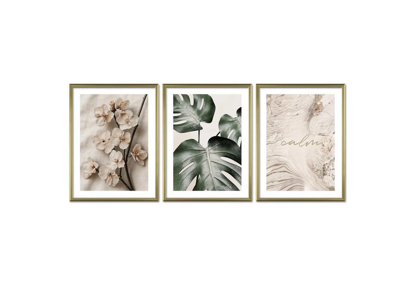 ARTFAVES Wandbilder Set 3-teilig Beige Grün Modern - Bild 2