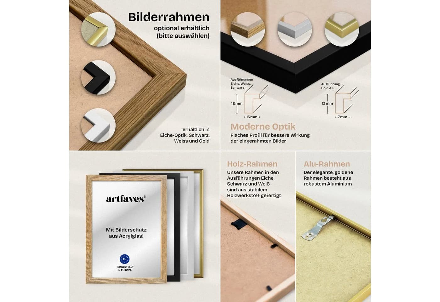 ARTFAVES Bilder-Collage Poster Set Beige Green Calmness 6-teilig - Bild 5