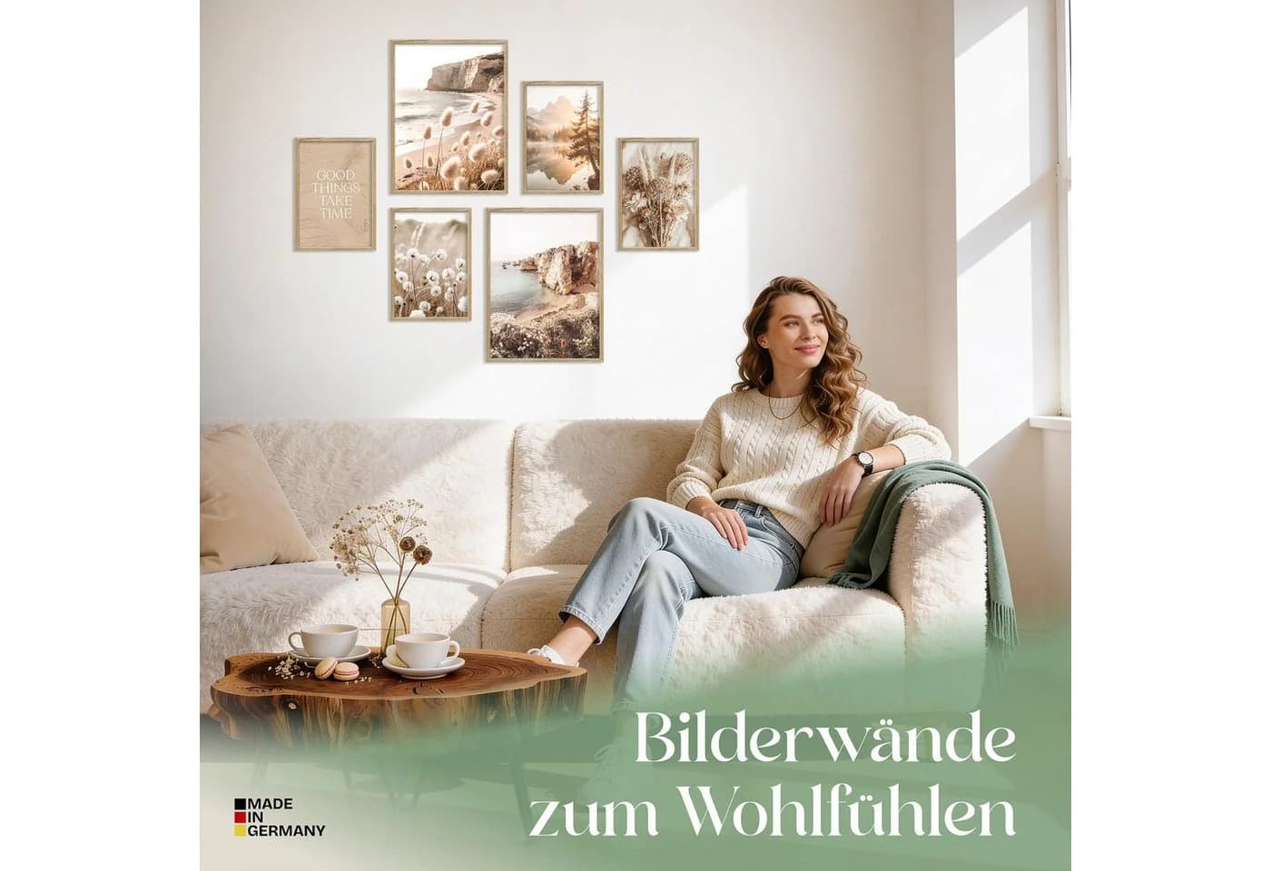 ARTFAVES Poster Set Boho Summer 6-teilig Beige/Blau Wandbilder
