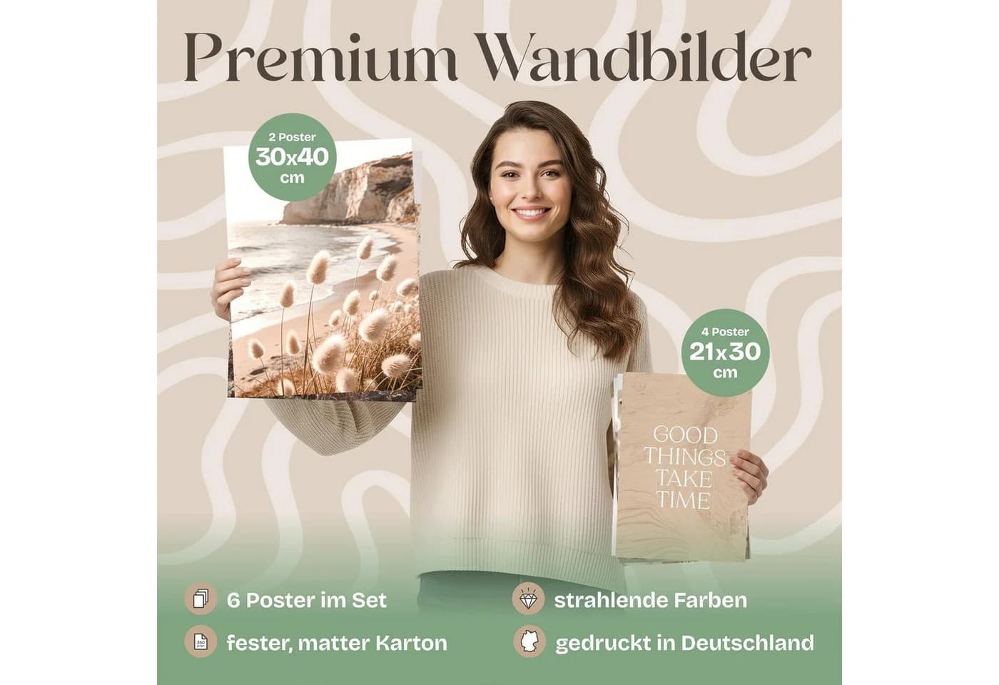 ARTFAVES Poster Set Boho Summer 6-teilig Beige/Blau Wandbilder - Bild 3