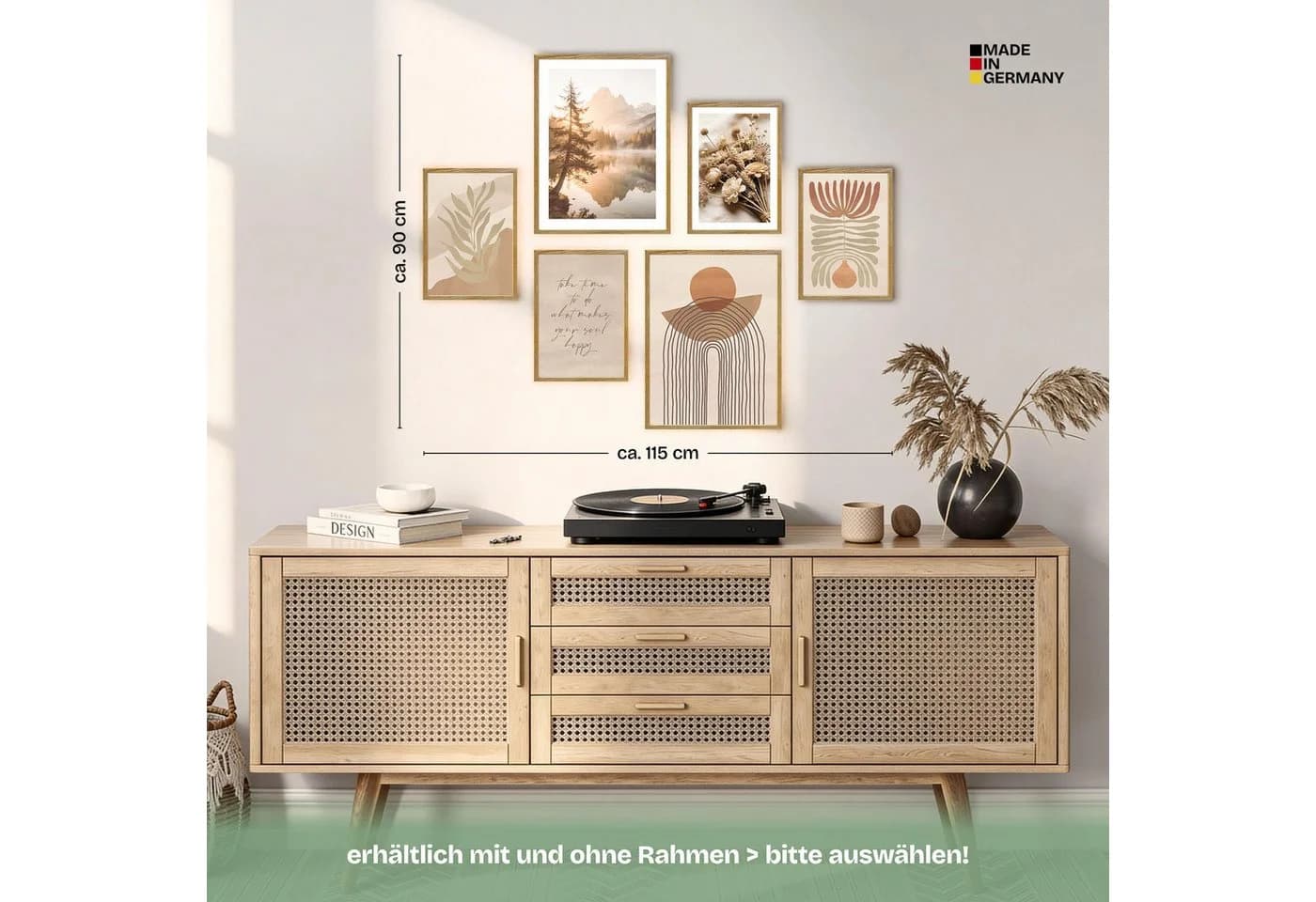ARTFAVES Poster Set Abstract Boho 6-teilig Wandbilder Collage Beige Braun Grün - Bild 4