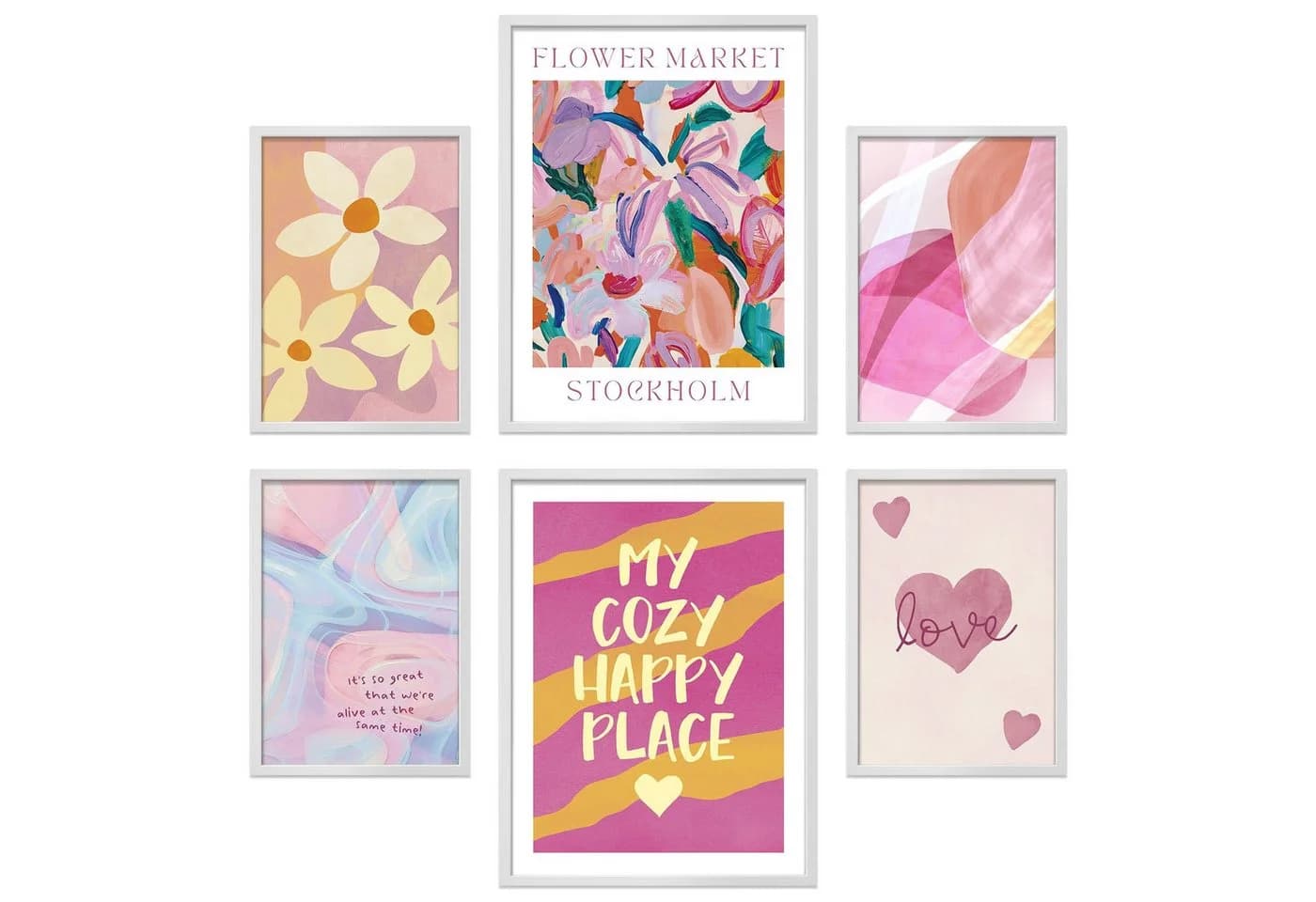 ARTFAVES Poster Set Abstract Dopamine Art 6-teilig Bunt Modern - Bild 1