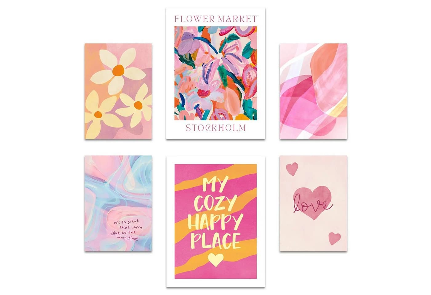 ARTFAVES Poster Set Abstract Dopamine Art 6-teilig Bunt Modern - Bild 2