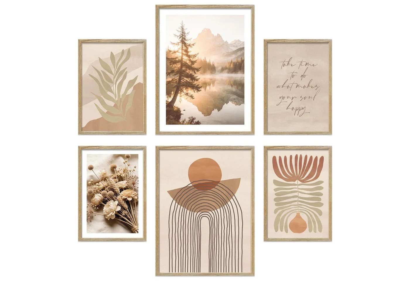 ARTFAVES Poster Set Abstract Boho 6-teilig Wandbilder Beige Terracotta - Bild 2