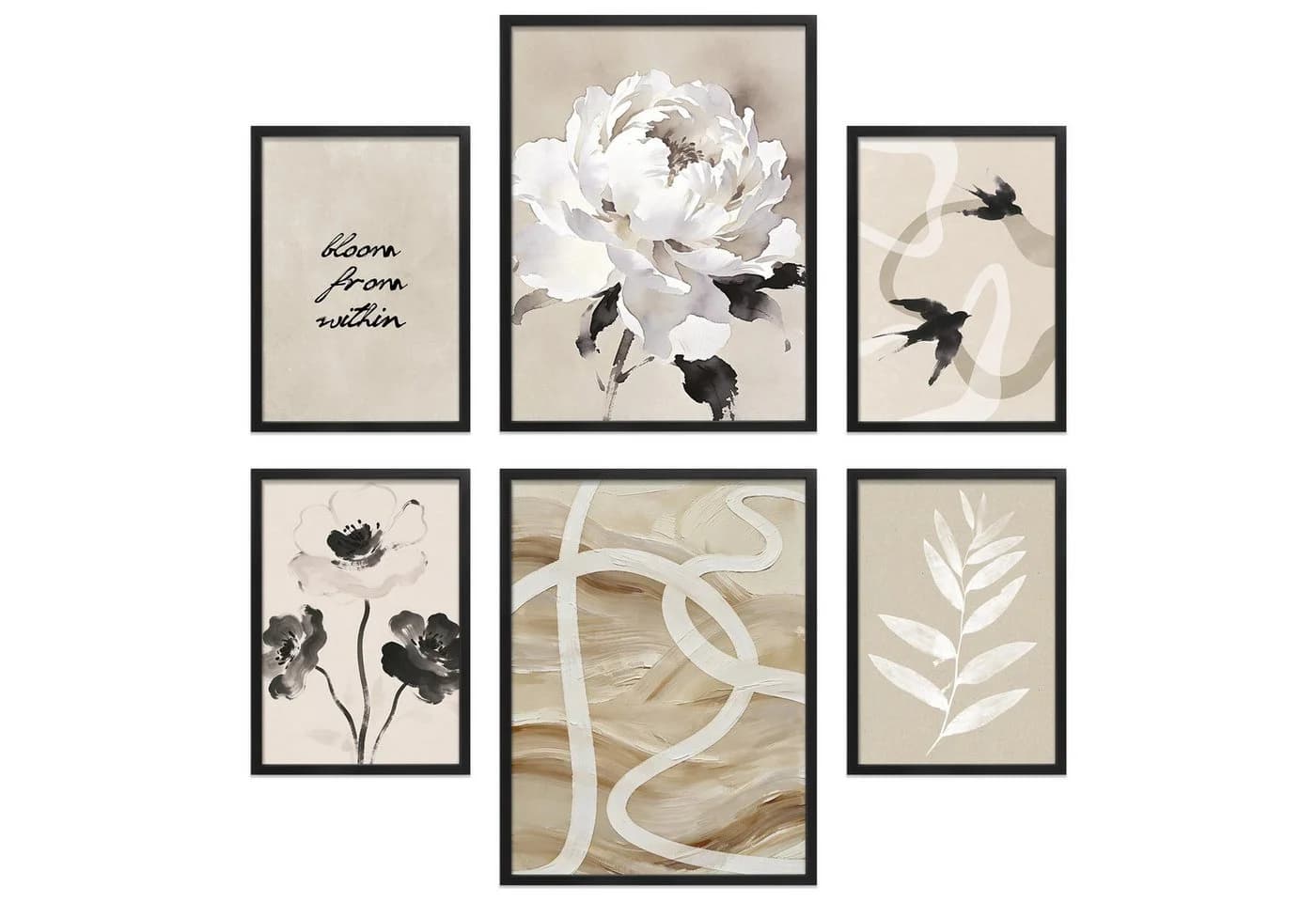 ARTFAVES Poster Set Beige Black Elegance 6-tlg. Wandbilder modern - Bild 2