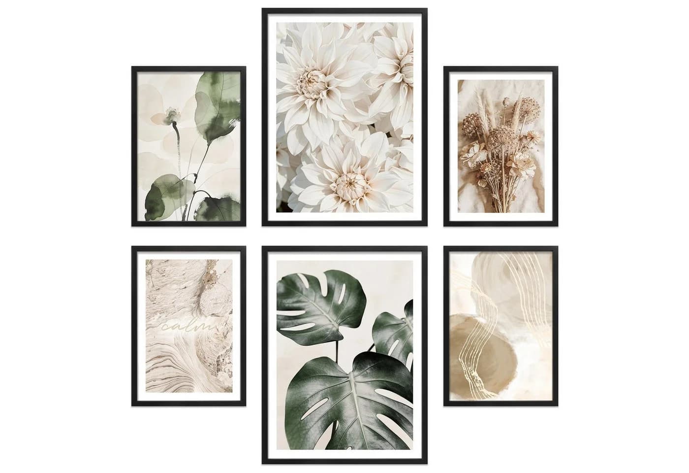 ARTFAVES Bilder-Collage Poster Set Beige Green Calmness 6-teilig - Bild 2