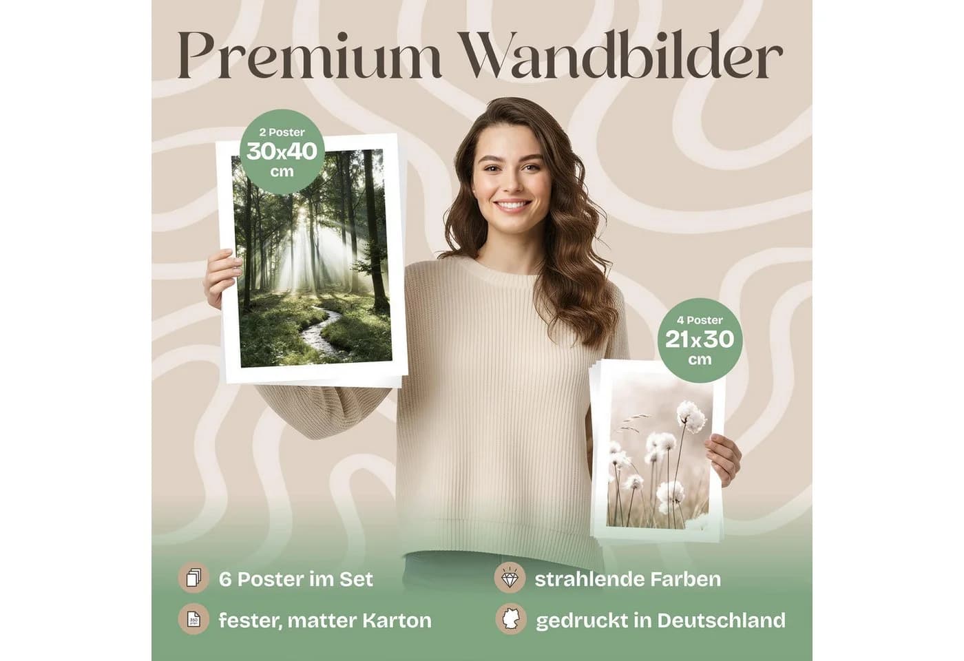 ARTFAVES Poster Set Simplicity Nature 6-tlg. Beige/Grün Modern - Bild 3