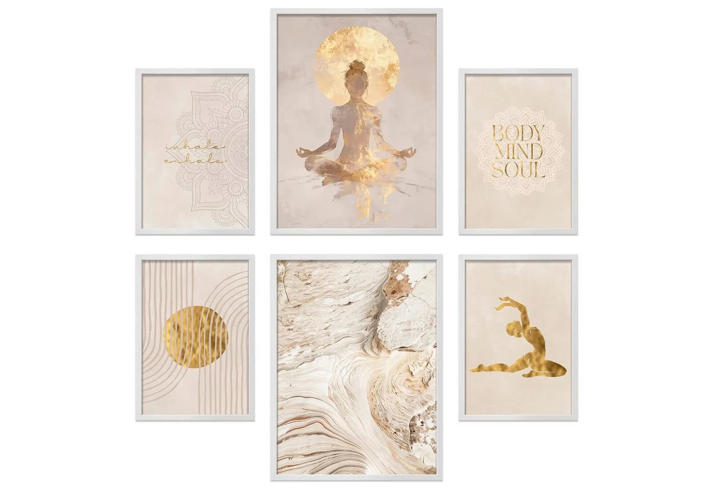 ARTFAVES Poster Set Yoga Spirit 6-tlg. Beige/Gold Wandbilder Collage - Bild 2