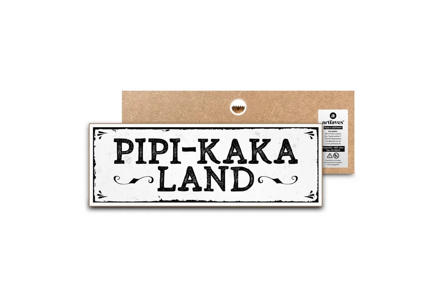 ARTFAVES Holzbild Schild mit Spruch PIPI-KAKA-LAND Bad Badezimmer WC Toilette - Bild 2