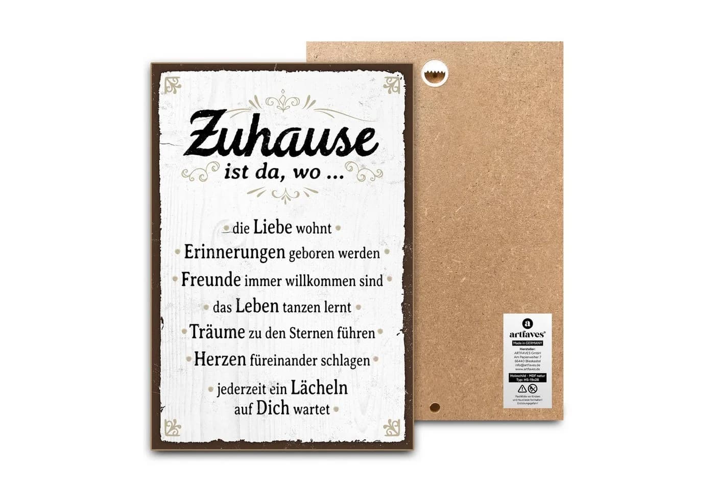 ARTFAVES Holzbild Spruch „ZUHAUSE IST DA WO“ Dekoschild - Bild 2