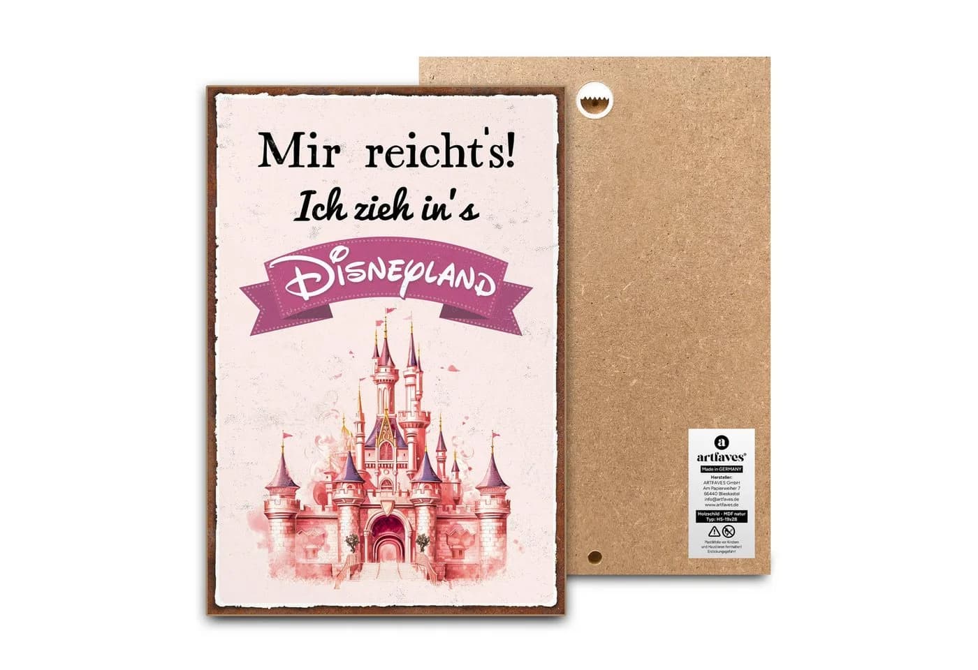 ARTFAVES Holzbild Spruch "Mir reicht's ich geh ins Disneyland" witzig - Bild 2