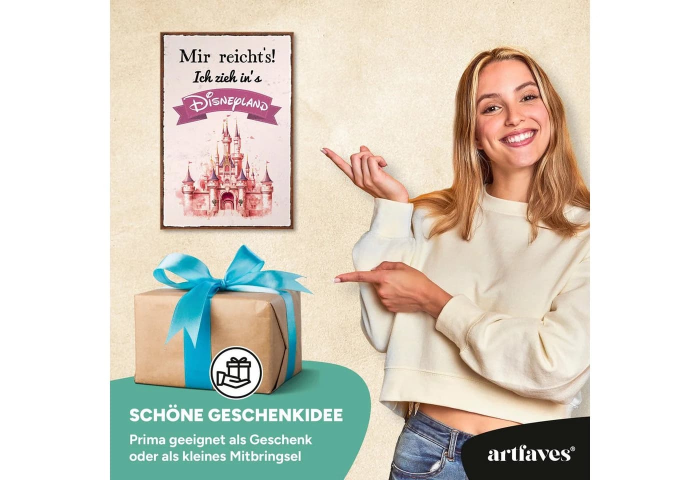 ARTFAVES Holzbild Spruch "Mir reicht's ich geh ins Disneyland" witzig - Bild 4