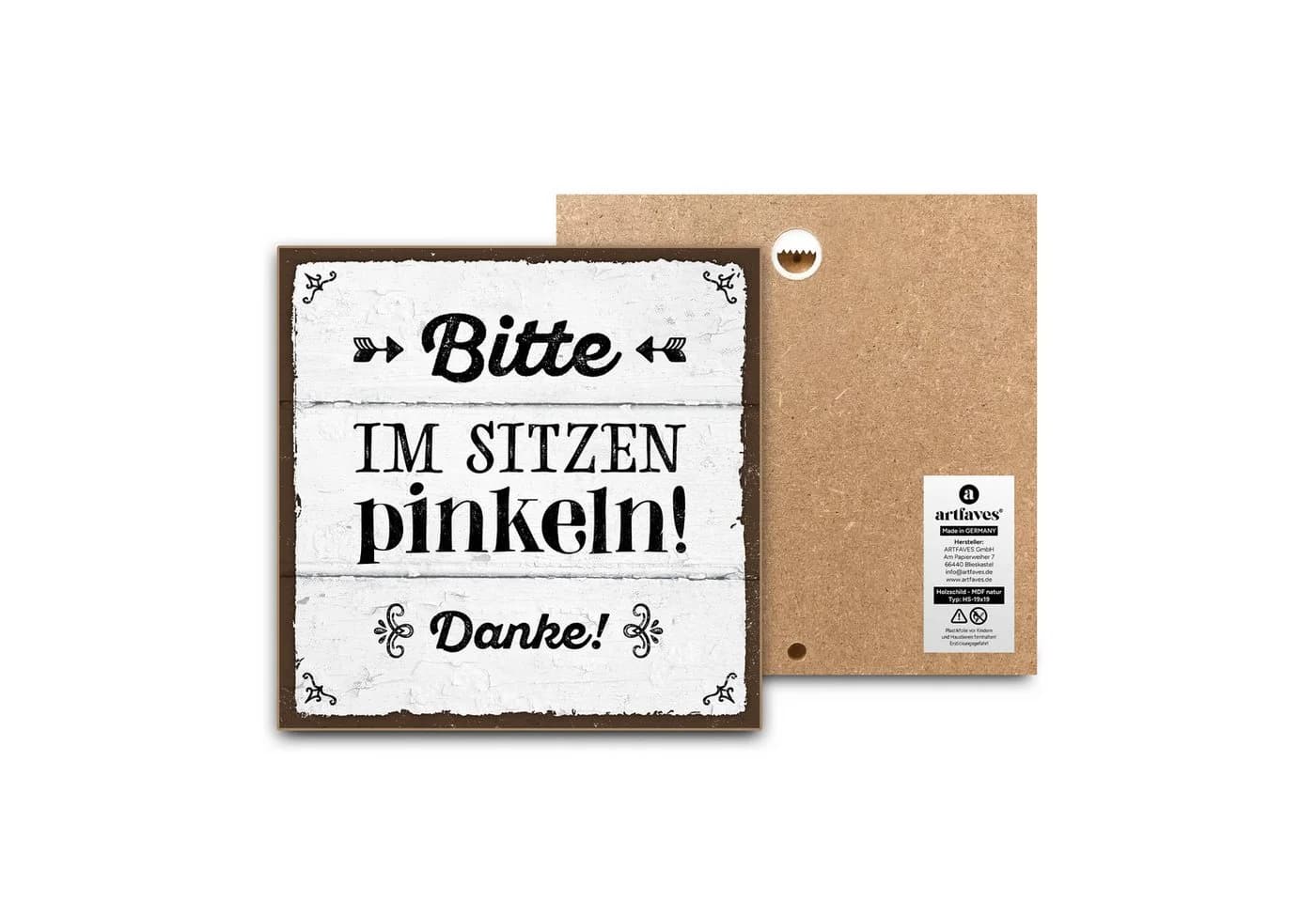 ARTFAVES Dekoschild Spruch Bitte im Sitzen Pinkeln Holz - Bild 2