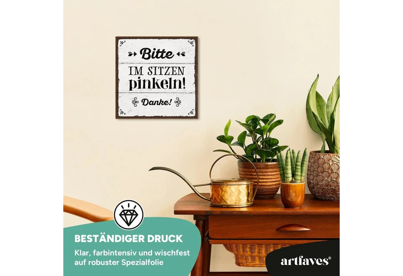 ARTFAVES Dekoschild Spruch Bitte im Sitzen Pinkeln Holz - Bild 3