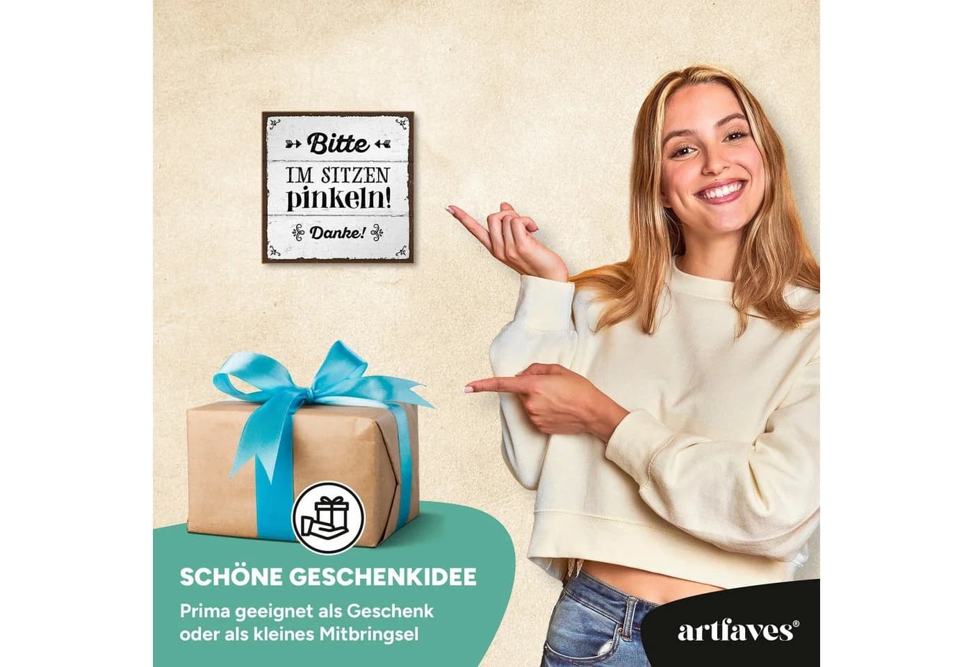 ARTFAVES Dekoschild Spruch Bitte im Sitzen Pinkeln Holz - Bild 4