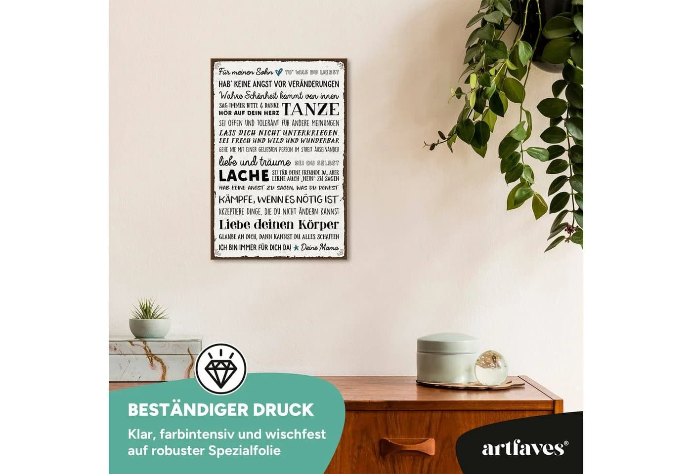 ARTFAVES Holzbild Schild mit Spruch Für meinen SOHN Liebe Mama Mutter Kind - Bild 3