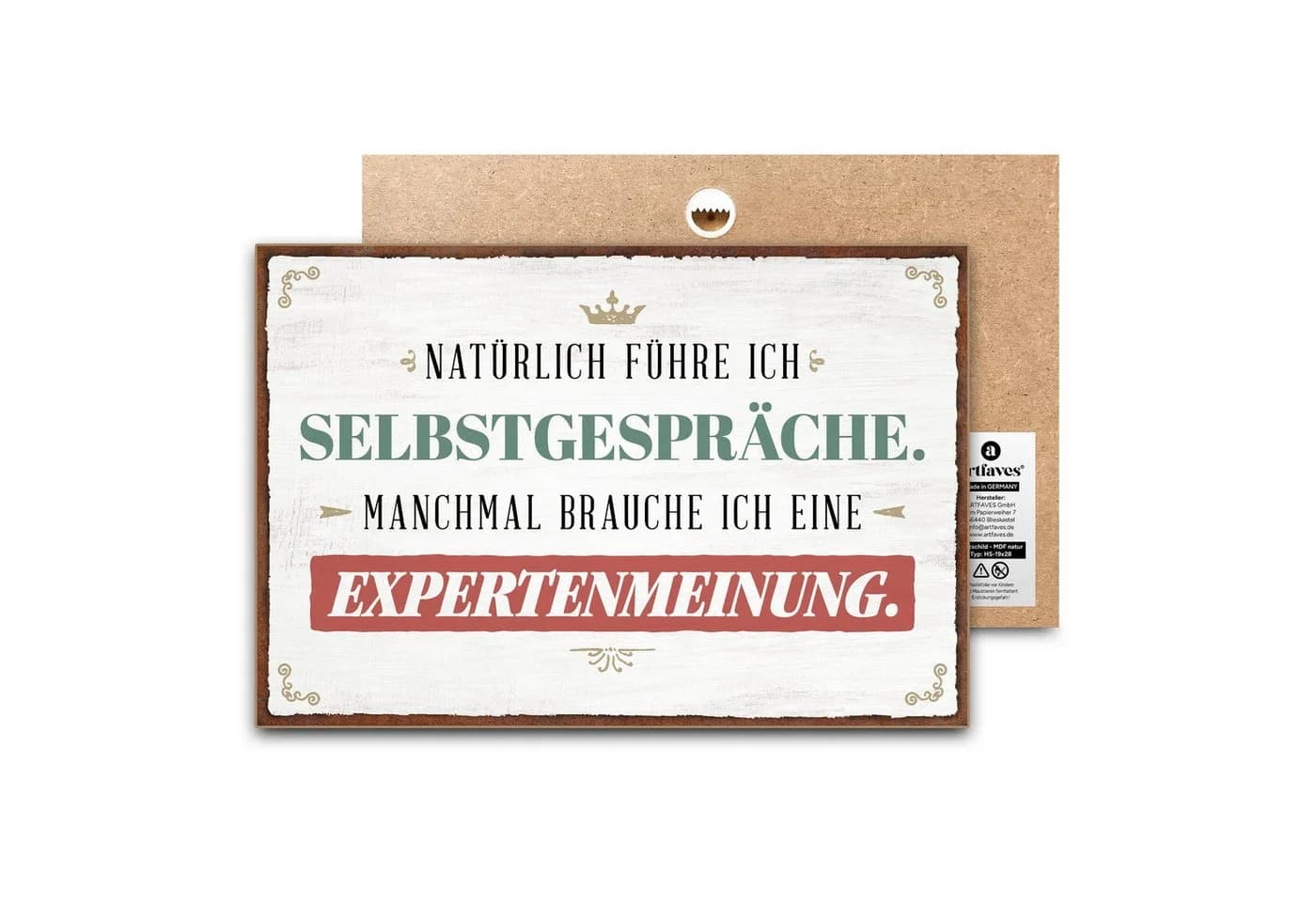 ARTFAVES Holzbild Schild mit Spruch - Natürlich führe ich Selbstgespräche - Bild 2