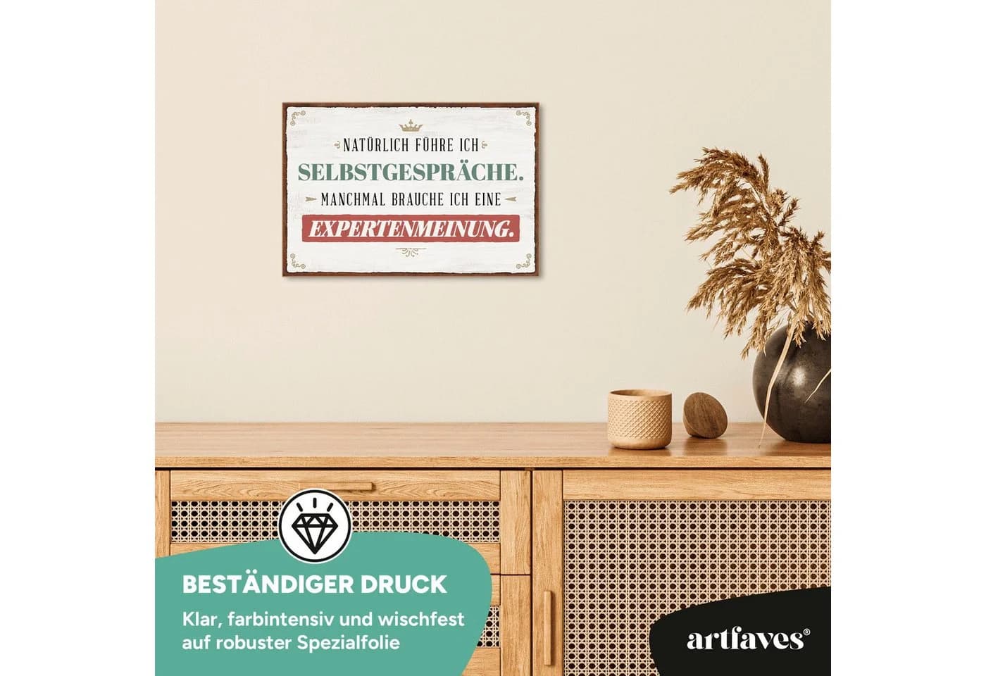 ARTFAVES Holzbild Schild mit Spruch - Natürlich führe ich Selbstgespräche - Bild 3