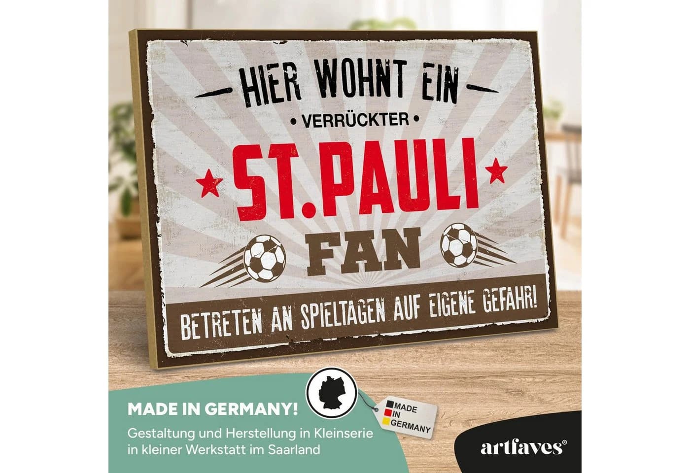 ARTFAVES Holzbild Schild ST.PAULI Fan Spruch Herz