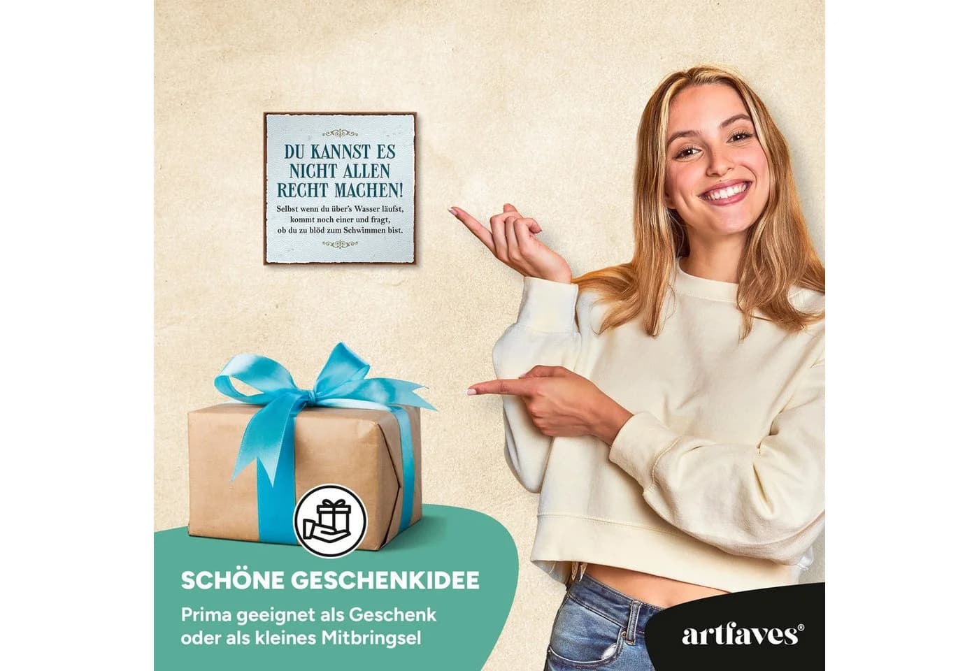 ARTFAVES Holzbild Schild mit Spruch - Du kannst es nicht allen recht machen - Bild 4