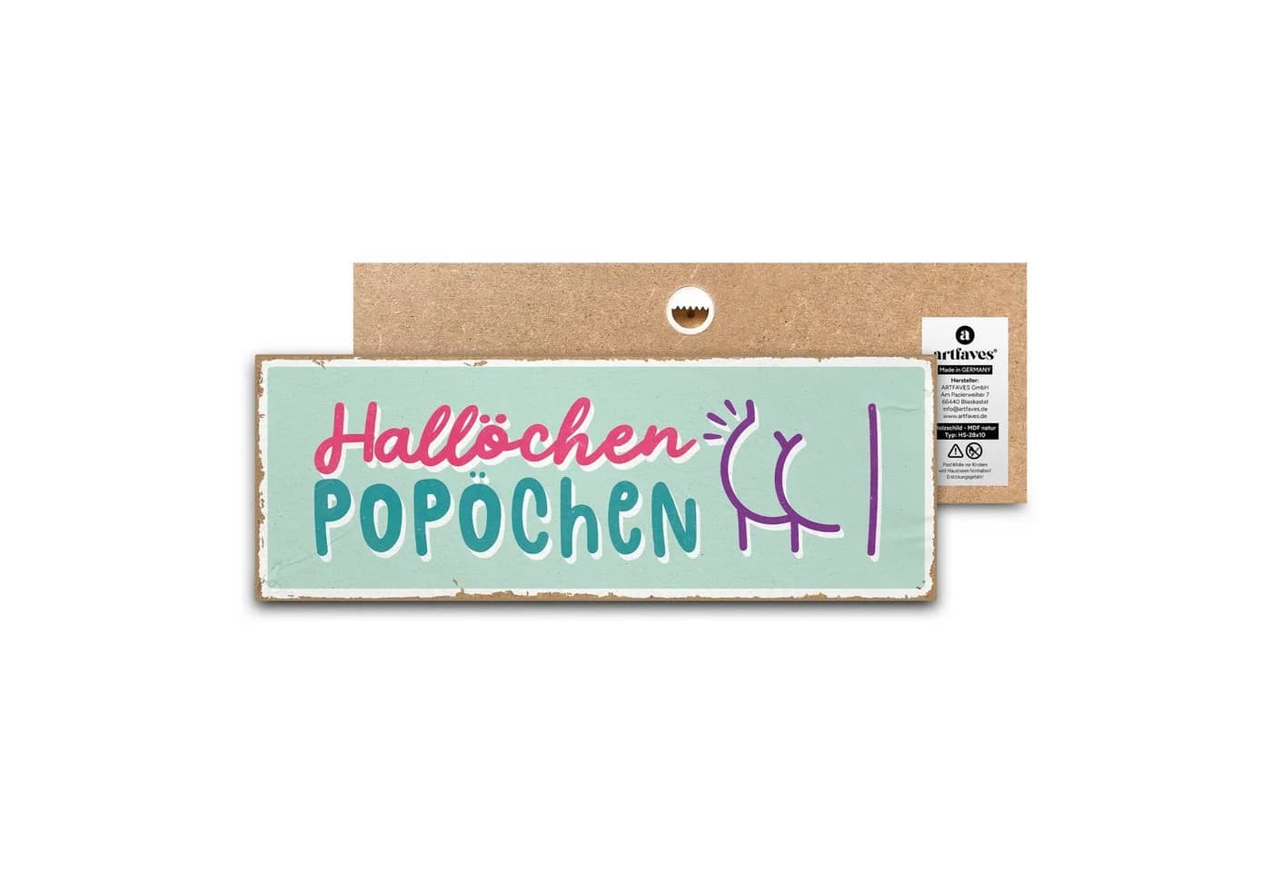 ARTFAVES Holzbild Spruch "Hallöchen Popöchen" Wanddeko - Bild 2