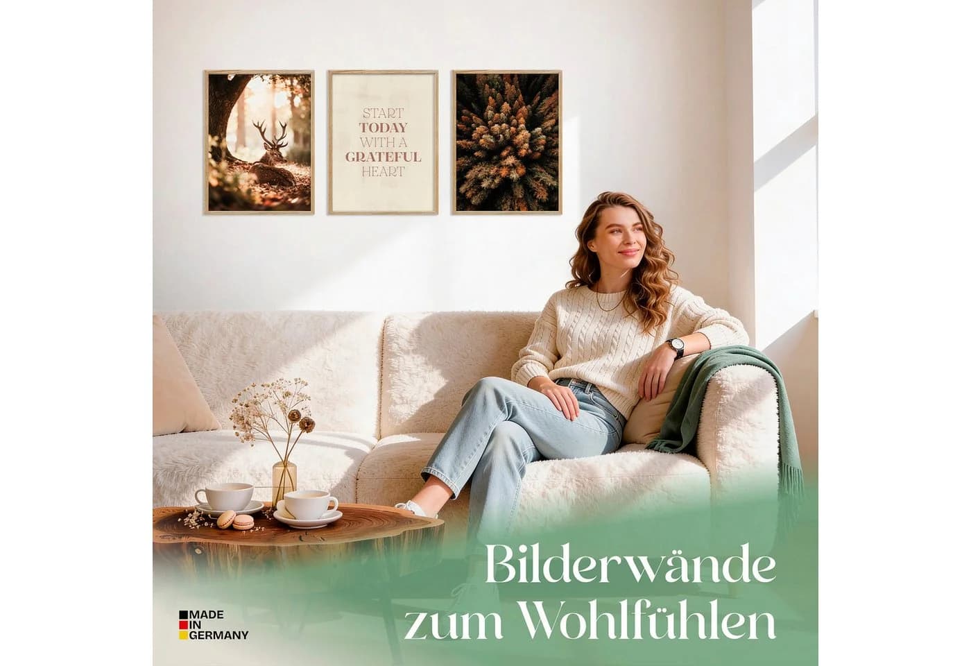 ARTFAVES Bilder-Collage Poster Set Herbst Wald 3-teilig Modern Orange Braun - Bild 3