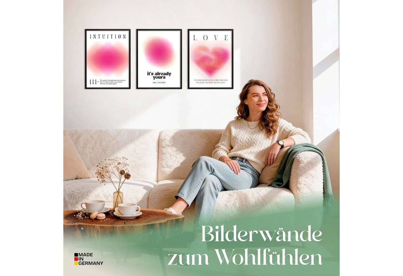 ARTFAVES Poster Set Aura Trio Magenta 3-teilig Rosa Pink