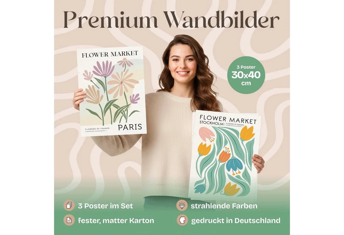 ARTFAVES Poster Set Flower Market Trio 1 Bunt Modern 3-teilig - Bild 4