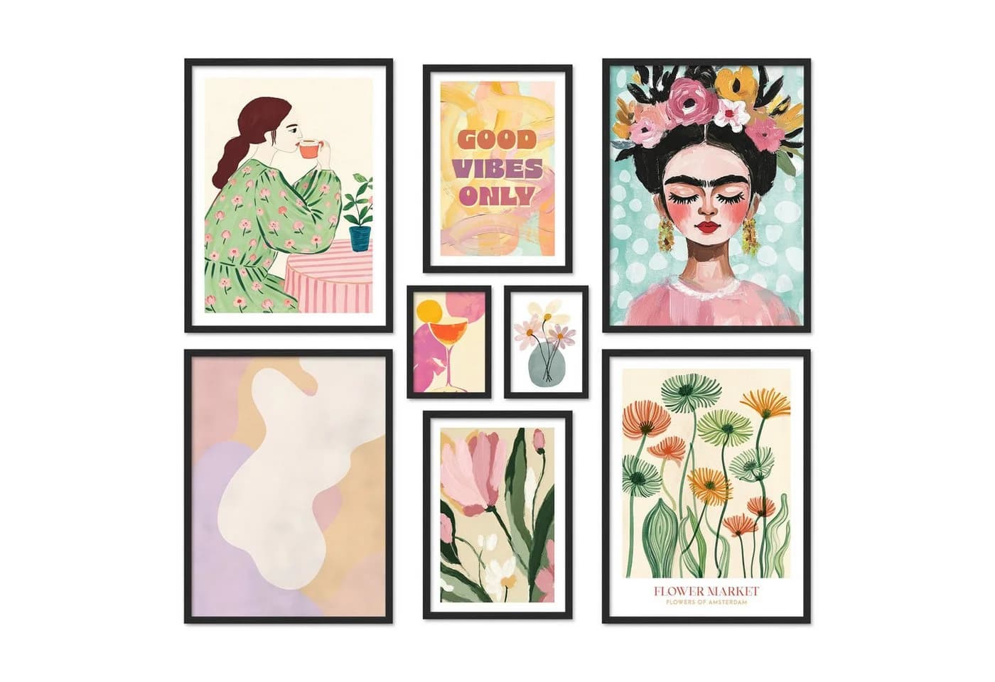 ARTFAVES Bilder-Collage Poster Set 8-tlg. Abstract Art Galerie Bunt Modern - Bild 2