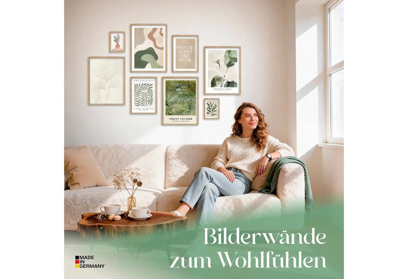 ARTFAVES Poster Set Botanica Verde 8-teilig Grün/Beige Modern