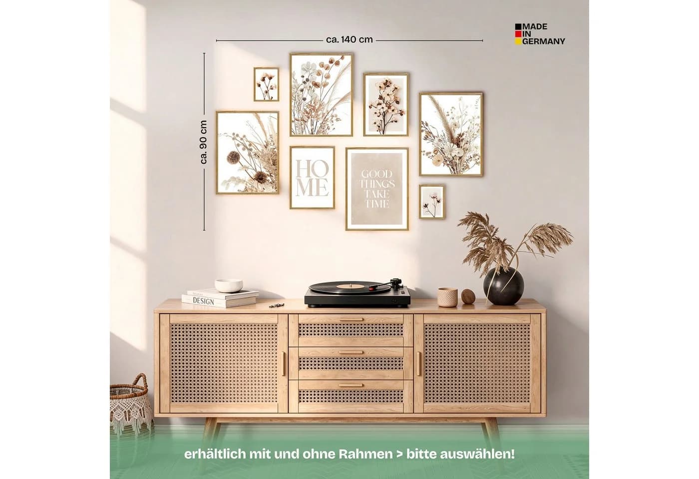 ARTFAVES Bilder-Collage Poster Set 8-tlg. Beige/Braun Trockenblumen Scandi Boho - Bild 5