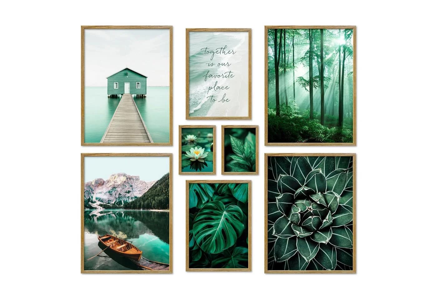ARTFAVES Bilder-Collage Poster Set Petrol Nature 8 Stk