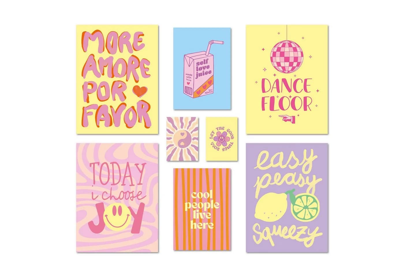 ARTFAVES Poster Set 8-tlg. Bunt Modern Typografie Dopamine Decor - Bild 2
