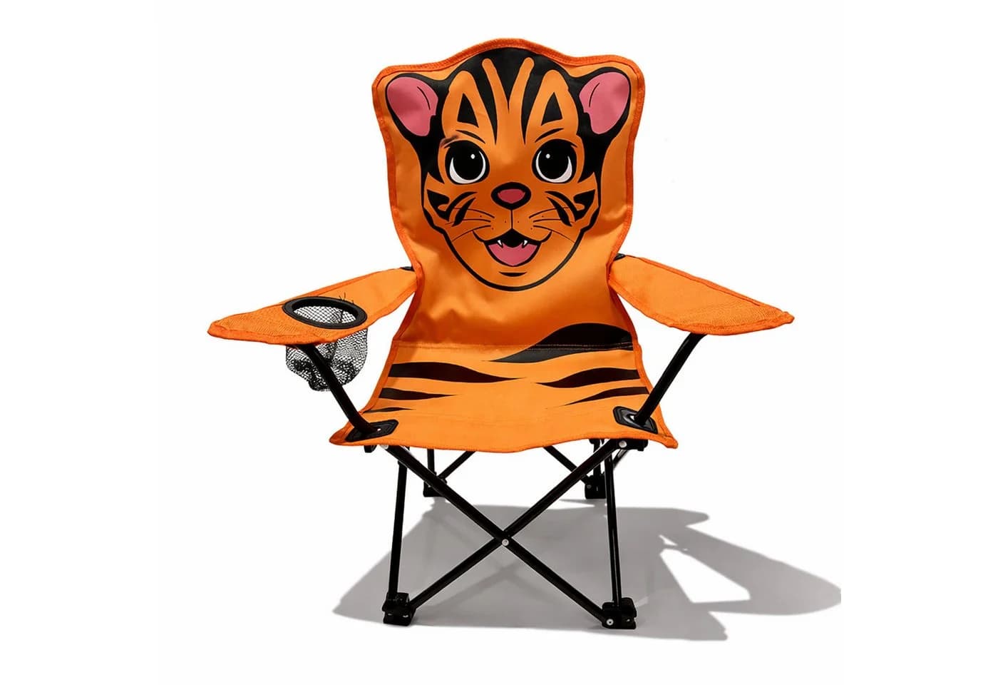 Mojawo Kinder Klappstuhl Orange Tiger Motiv mit Getränkehalter & Tasche - Bild 2