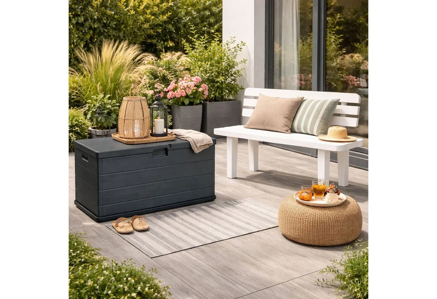 Mojawo XL Auflagenbox Anthrazit 340L mit Rollen - Bild 2
