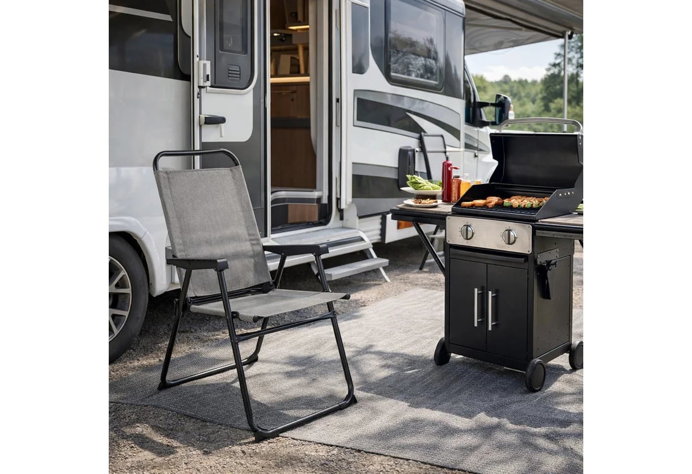 INDA-Exclusiv Klappstuhl Aluminium Grau meliert Campingstuhl