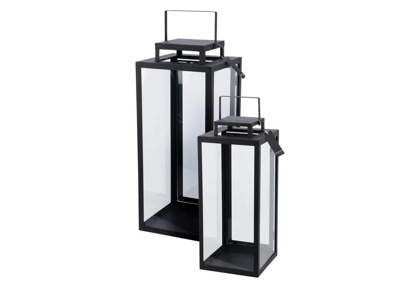 Mojawo 2tlg Metall Laternen Set Schwarz Gartenlaterne Windlicht - Bild 2