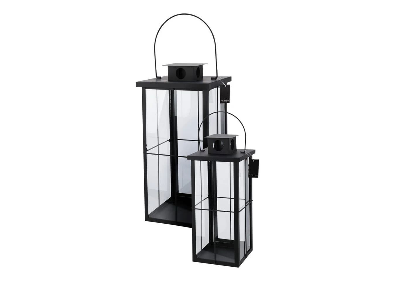 Mojawo Laterne 2tlg Metall XXL Laternen Set Schwarz Gartenlaterne Windlicht